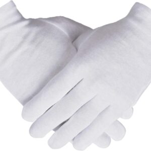 100% Cotton Gloves, 6 Pairs White Cotton Gloves for Women Dry Hands Eczema SPA Moisturizing - Work Glove for Serving Archival Coin Jewelry Inspection