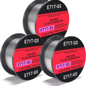 0.030 Flux core Welding Wire, 3 Spools E71T-GS Low Splatter gasless Carbon Steel Mig Welding Wire Compatible