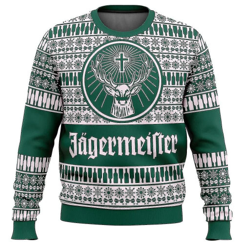 Bebetter Jagermeister Men's 3D Ugly Christmas Sweatshirt Pullover