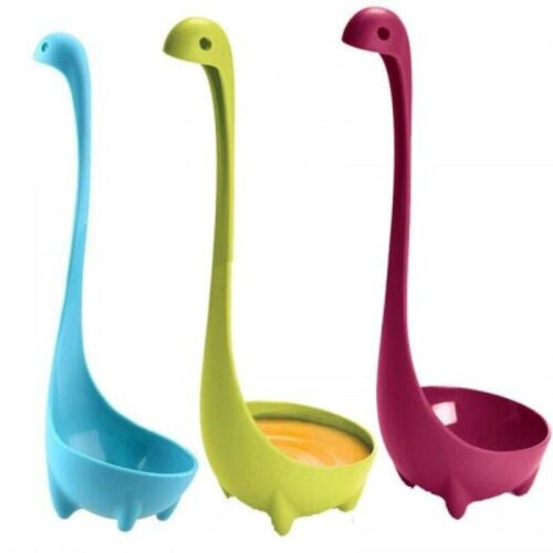 Dinosaur Soup Spoons - 3-Pc Kitchen Supplies Loch Ness Long Ladle