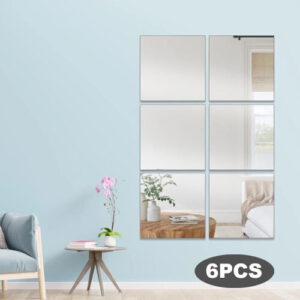 6Pcs Glass Mirror Tiles 30 x 30cm Square Mirror Wall Stickers