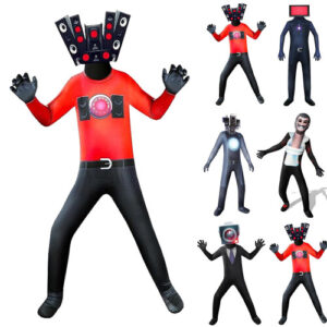 Skibidi Toilet Cameraman Cosplay Costume Jumpsuit Halloween for Kids