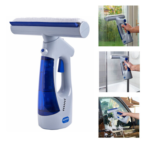 Addis 3-in-1 Rechargeable Window Vacuum w/ Integrated Spray & Microfiber