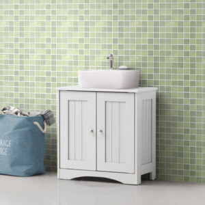 White Bathroom Sink Cabinet Cupboard - Under-Sink Vanity Storage Unit