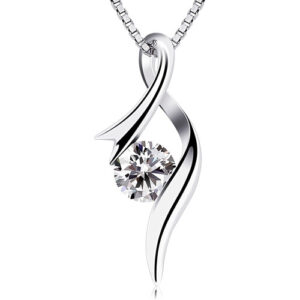 B.Catcher 925 Sterling Silver Cubic Zirconia Twist Heart Pendant