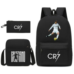 CR7 Backpack Ronaldo Soccer Student School Shoulder Bag - Black