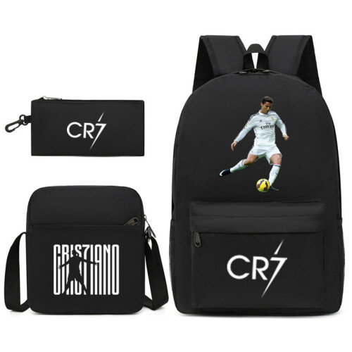 CR7 Backpack Ronaldo Soccer Student School Shoulder Bag - Black
