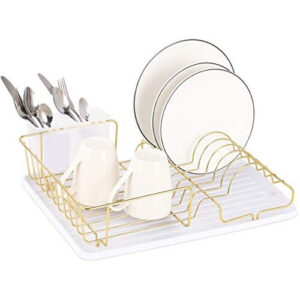 Buruis Gold Dish Drying Rack ¨C Stainless Steel with Utensil Holder