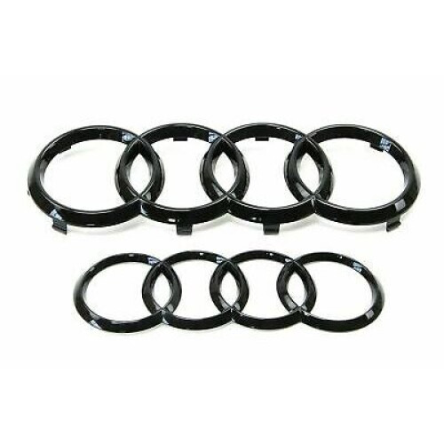 Audi A1 A3 A4 A5 S3 Sline Gloss Black Front & Rear Rings Badge Emblem