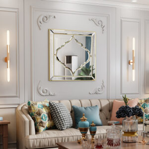 Gold Frame Wall Mirror - Square Mirror 60x60cm Living Room Decor