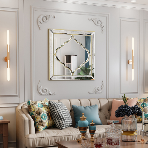 Gold Frame Wall Mirror - Square Mirror 60x60cm Living Room Decor