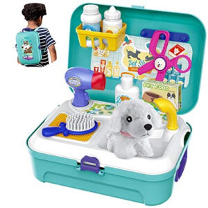 HERSITY Vet Toy Pet Care Role Play Set - Dog Grooming for Kids 3-5