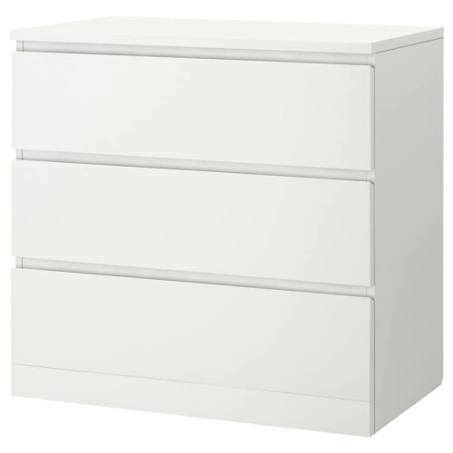 IKEA MALM 3-Drawer Chest White 80x78 cm — Bedroom Dresser Storage
