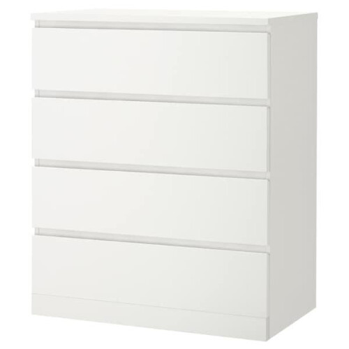 IKEA MALM 4-Drawer Chest, White 80 x 100 cm - Bedroom Dresser