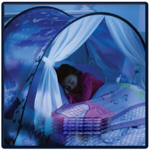 Kids Bed Dream Tents Foldable with LED Light, Portable Play Canopy