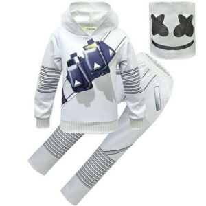 DJ Marshmello Kids Cosplay Costume Hoodie, Pants & Mask (7-8 Years)