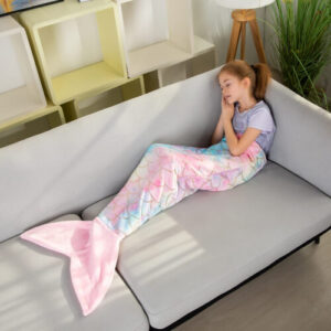 Glittering Mermaid Tail Blanket, Soft Flannel Toddler Girls Gift