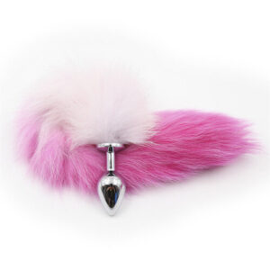 Small Pink & White Fox Tail Butt Plug for Cosplay & Pet Play
