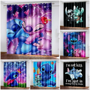 Lilo & Stitch 3D Cartoon Thermal Blackout Curtains, Eyelet Top Pair