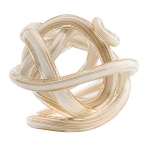 Torre & Tagus Orbit Glass Decor Ball 4.5-Inch, Gold Metallic White