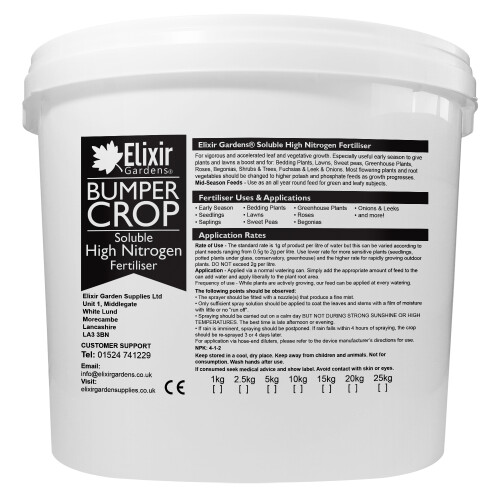 Bumper Crop High Nitrogen Fertilizer NPK 4-1-2, 5kg Tub for Gardens